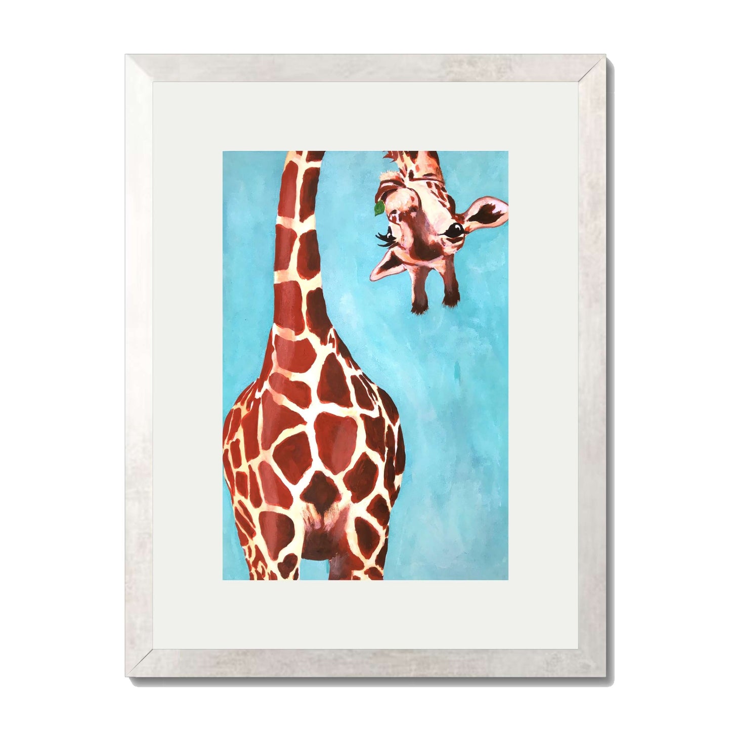 GIRAFFE WITH GREEN LEAVE | PRINT
