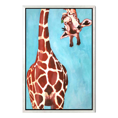 GIRAFFE WITH GREEN LEAVE | CANVAS