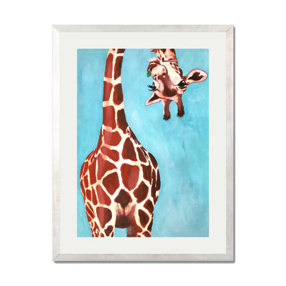 GIRAFFE WITH GREEN LEAVE | PRINT