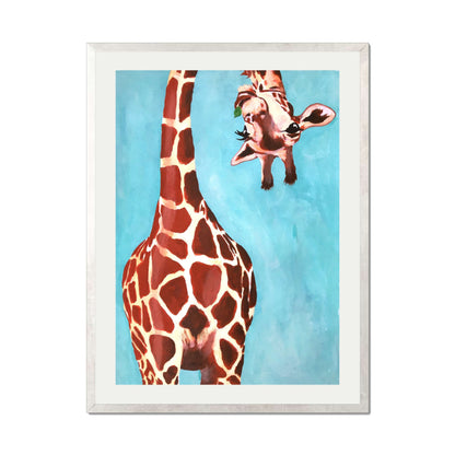 GIRAFFE WITH GREEN LEAVE | PRINT