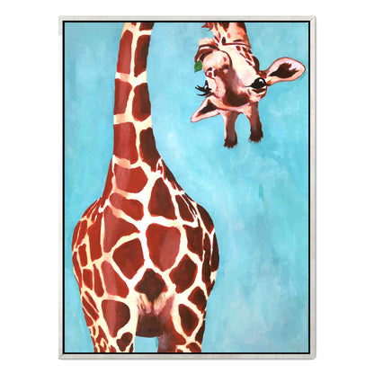 GIRAFFE WITH GREEN LEAVE | CANVAS