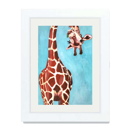 GIRAFFE WITH GREEN LEAVE | PRINT