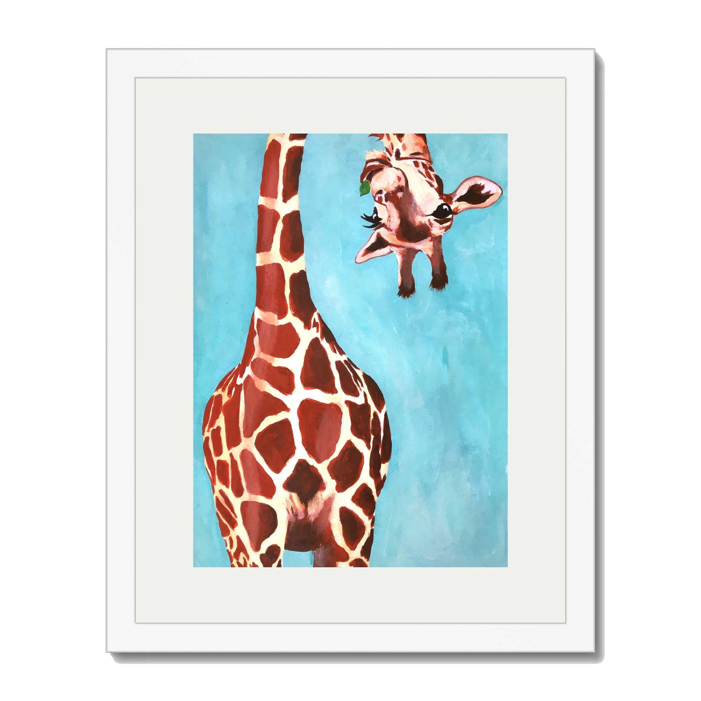 GIRAFFE WITH GREEN LEAVE | PRINT