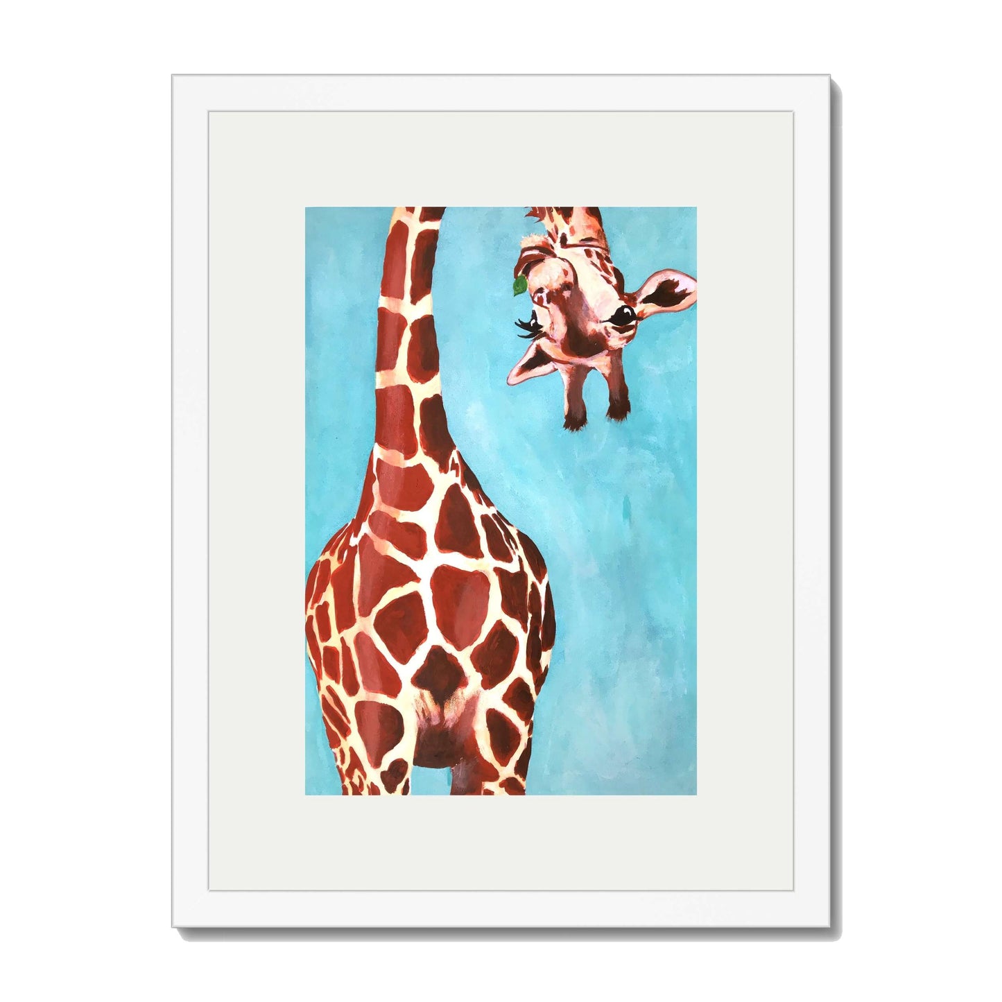 GIRAFFE WITH GREEN LEAVE | PRINT