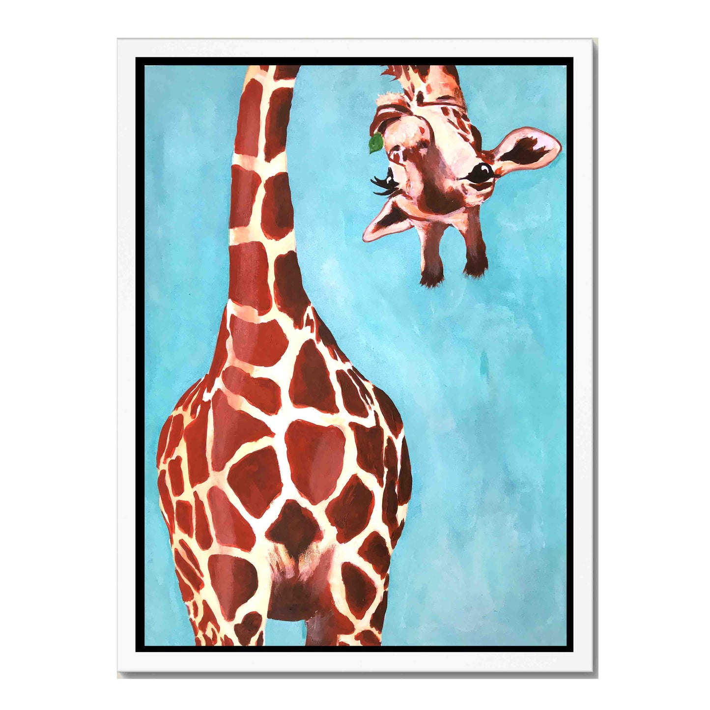 GIRAFFE WITH GREEN LEAVE | CANVAS