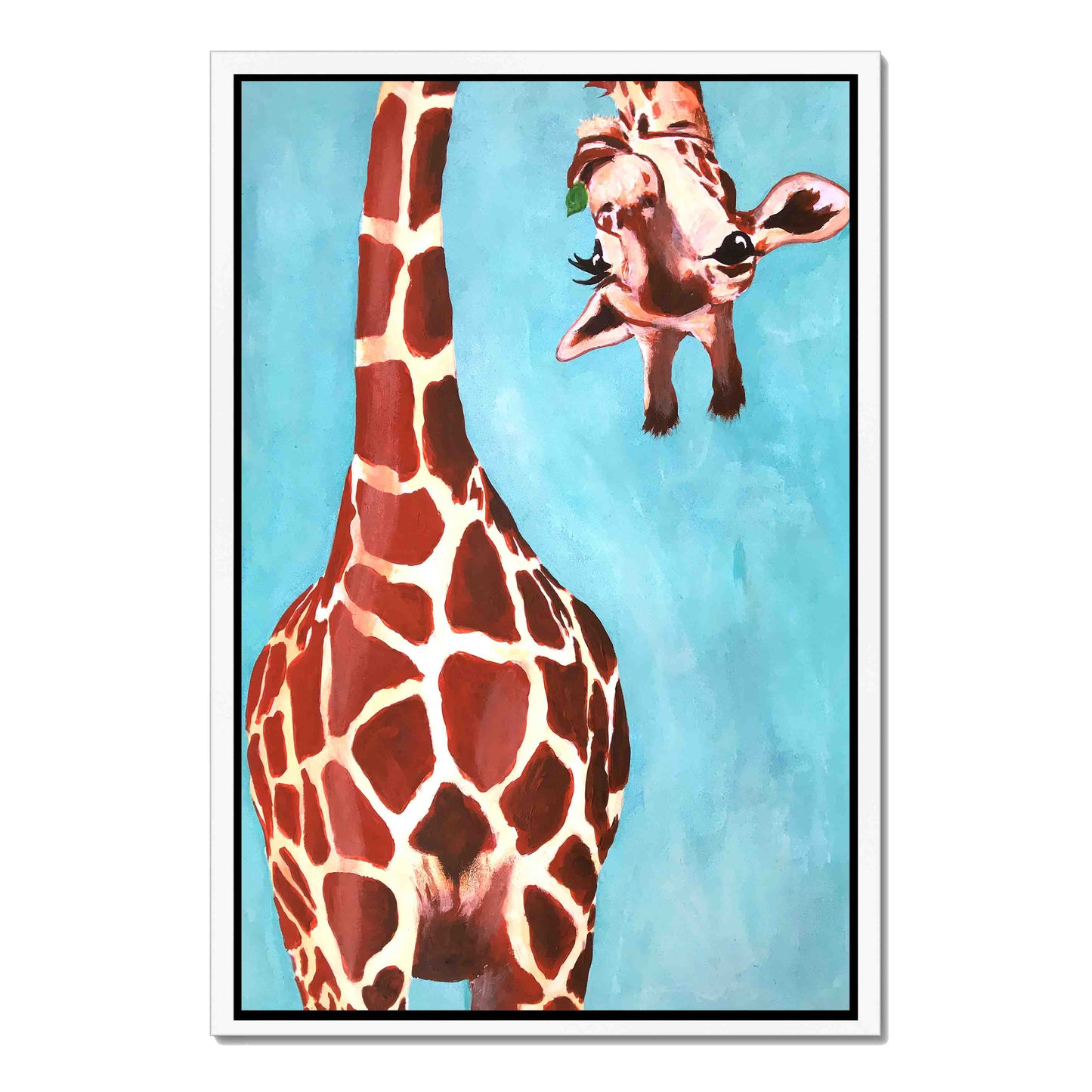 GIRAFFE WITH GREEN LEAVE | CANVAS