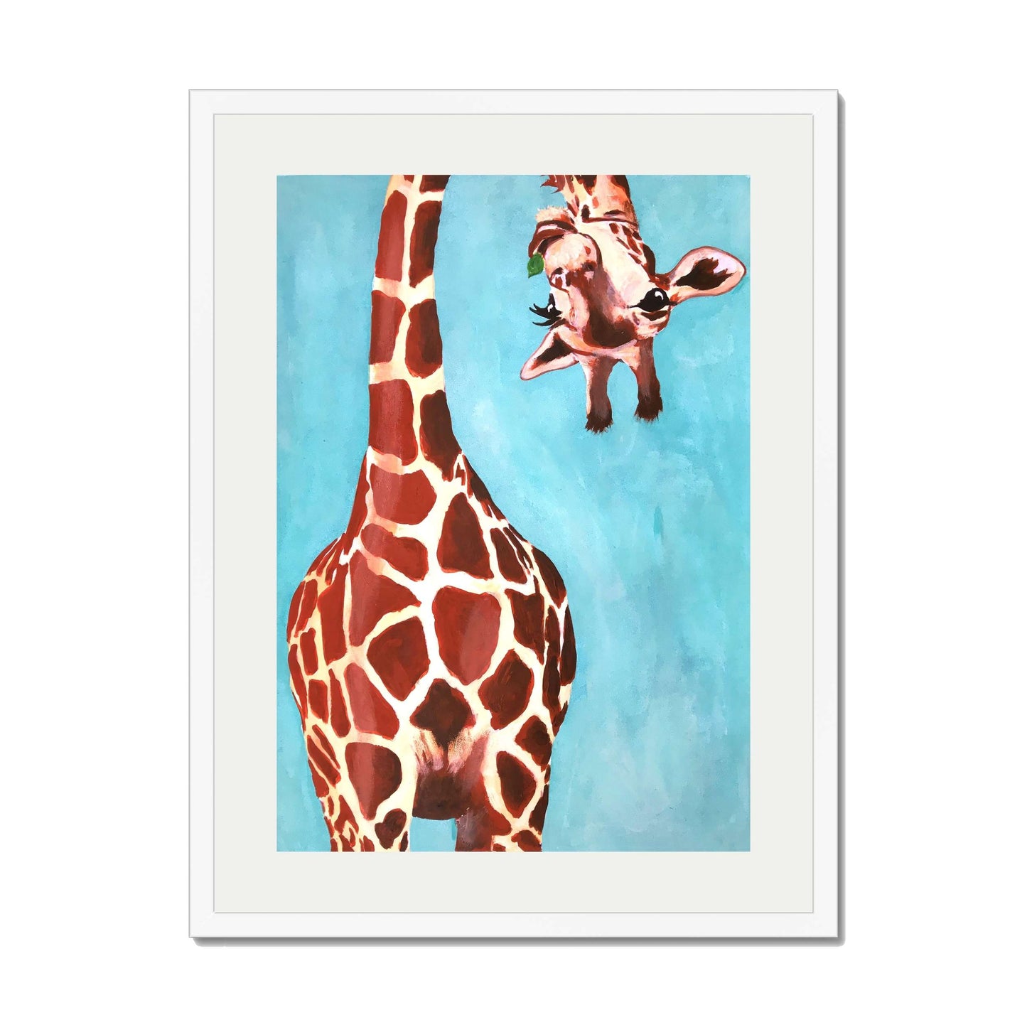 GIRAFFE WITH GREEN LEAVE | PRINT