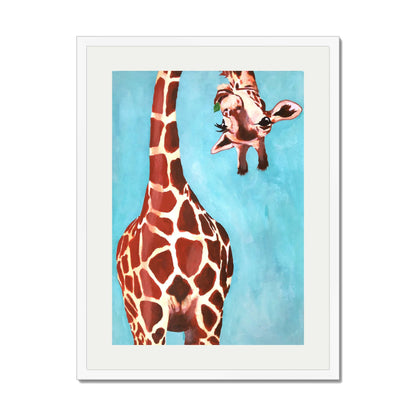 GIRAFFE WITH GREEN LEAVE | PRINT