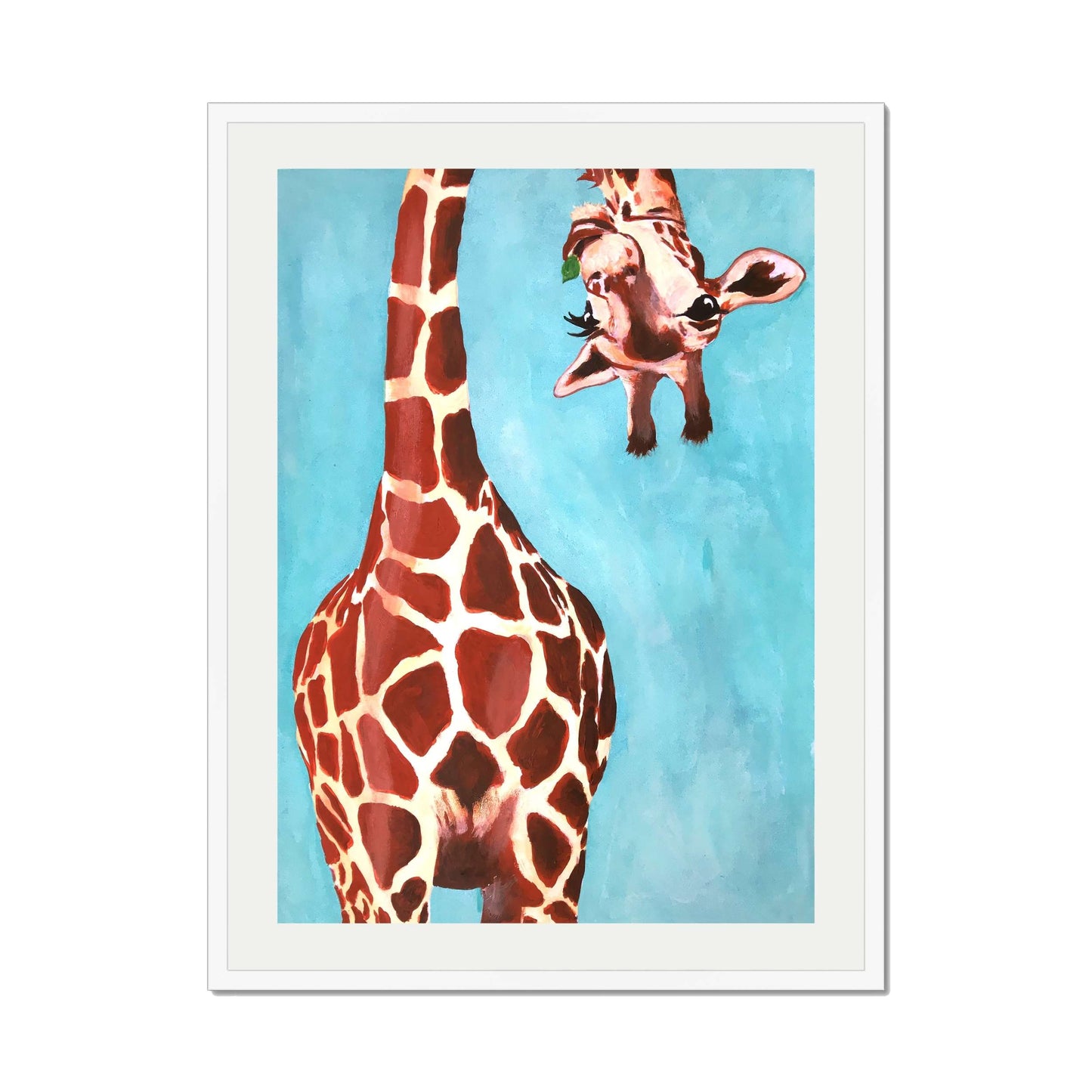 GIRAFFE WITH GREEN LEAVE | PRINT