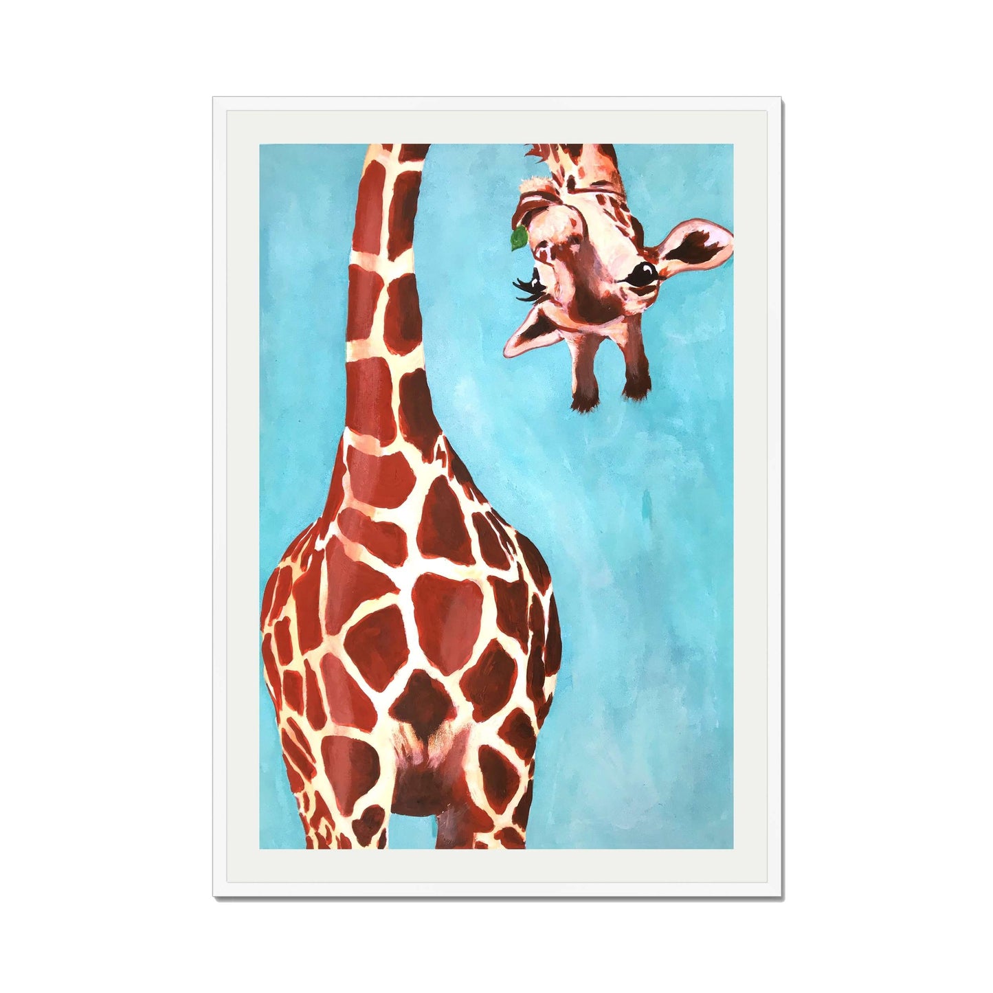GIRAFFE WITH GREEN LEAVE | PRINT