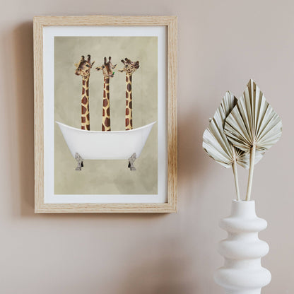 GIRAFFES IN BATHTUB | PRINT