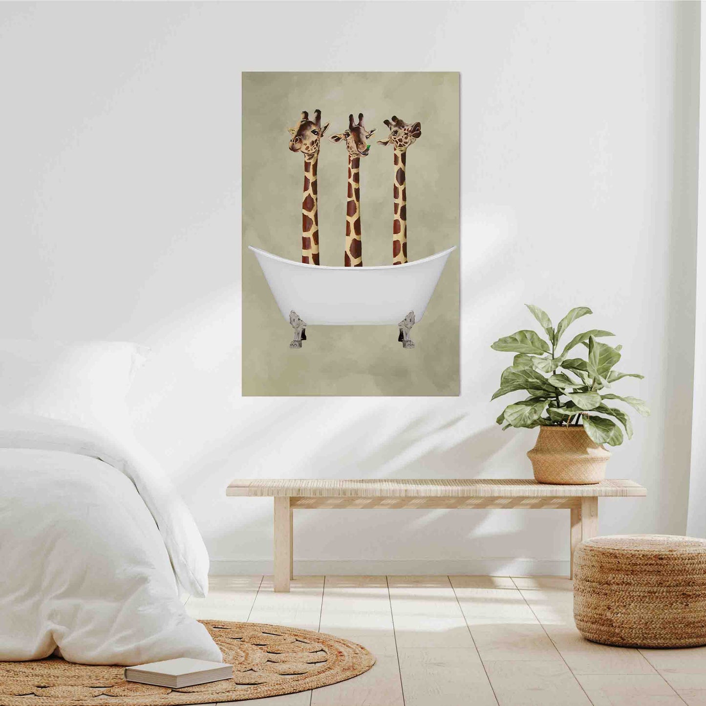 GIRAFFES IN BATHTUB | CANVAS