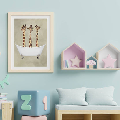 GIRAFFES IN BATHTUB | PRINT