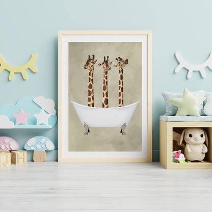 GIRAFFES IN BATHTUB | PRINT