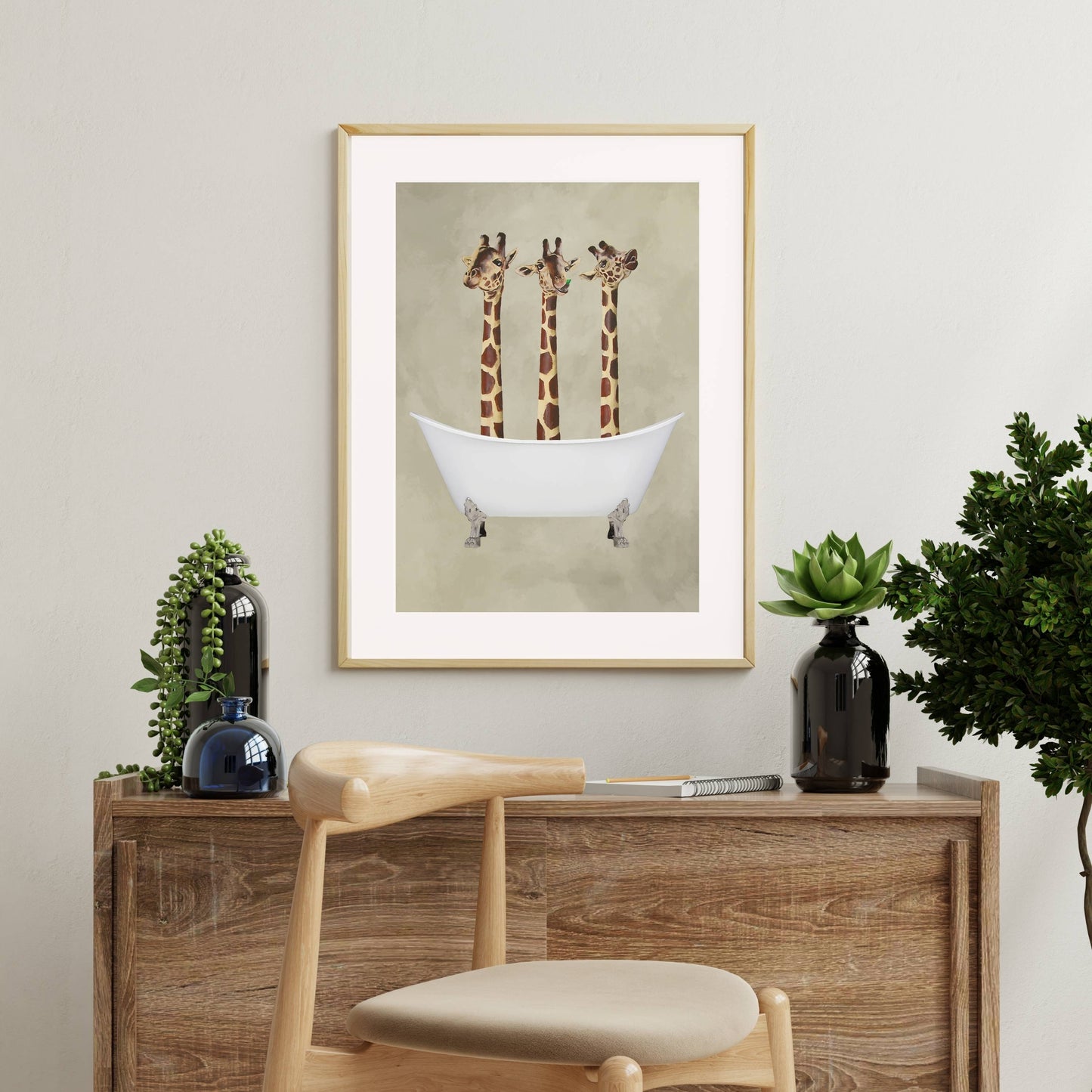 GIRAFFES IN BATHTUB | PRINT