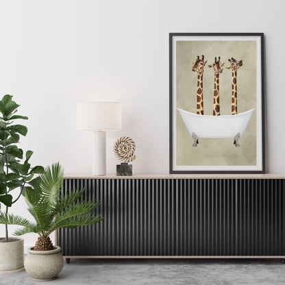 GIRAFFES IN BATHTUB | PRINT