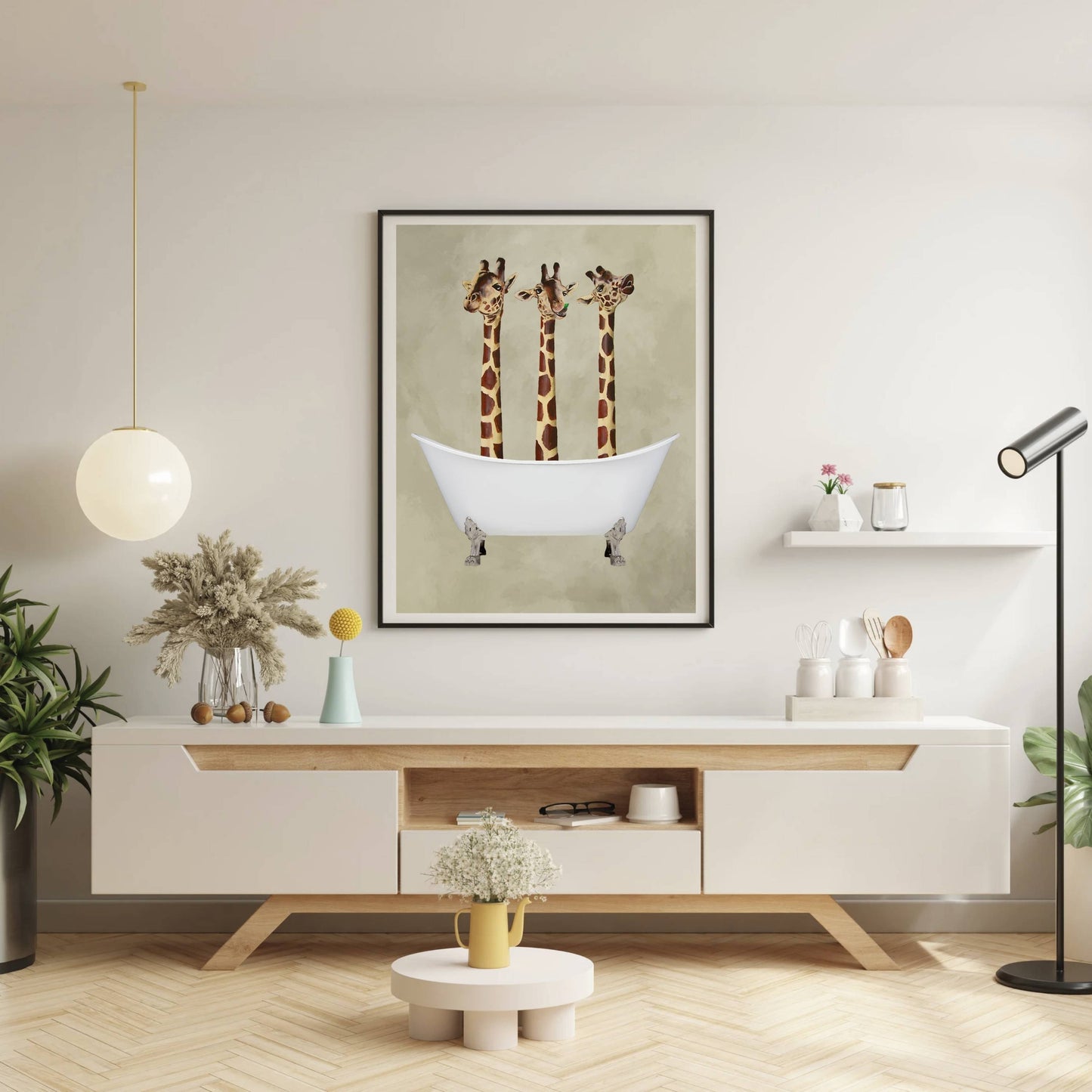 GIRAFFES IN BATHTUB | PRINT