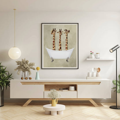 GIRAFFES IN BATHTUB | PRINT