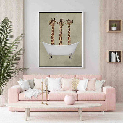GIRAFFES IN BATHTUB | CANVAS