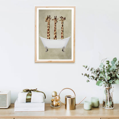 GIRAFFES IN BATHTUB | PRINT