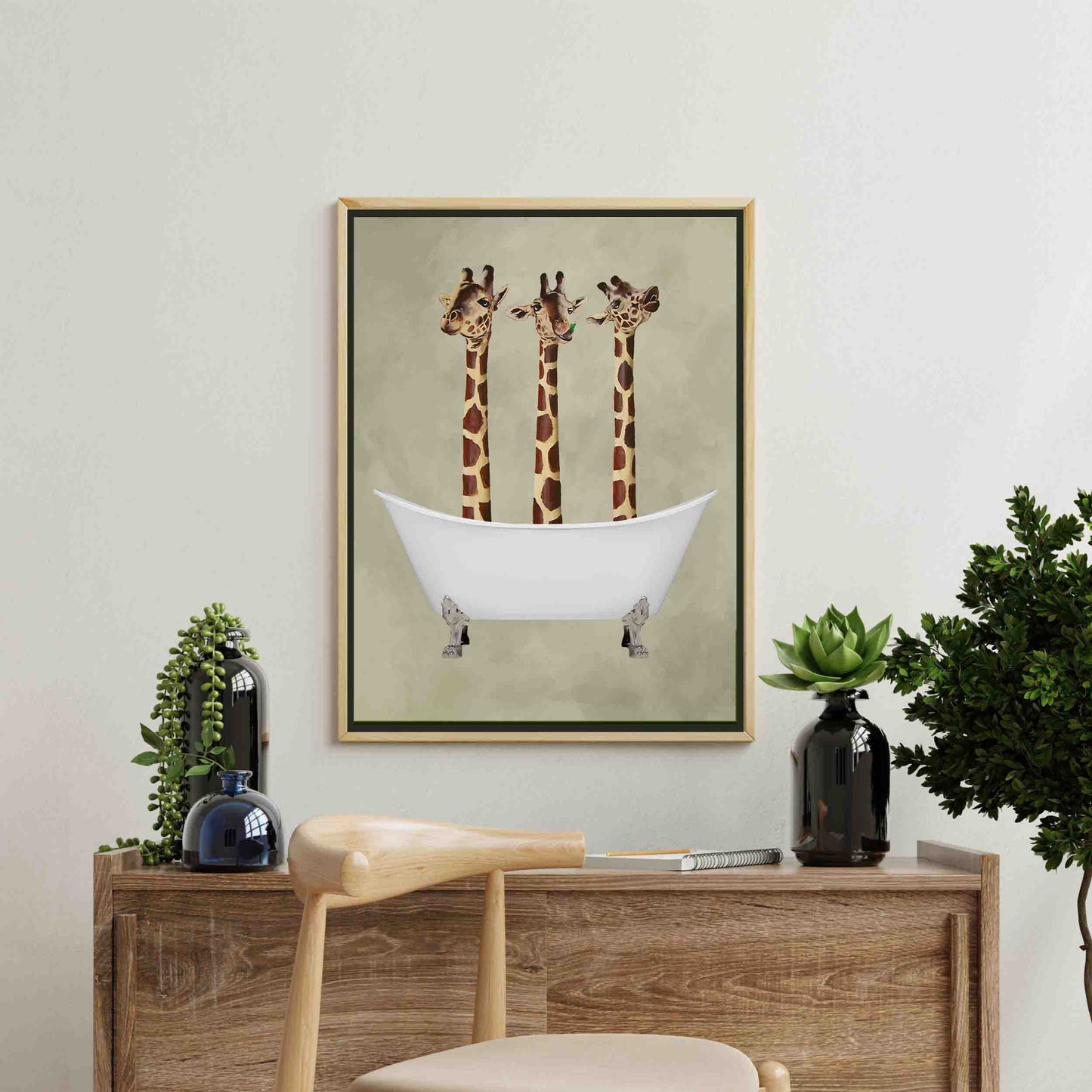 GIRAFFES IN BATHTUB | CANVAS
