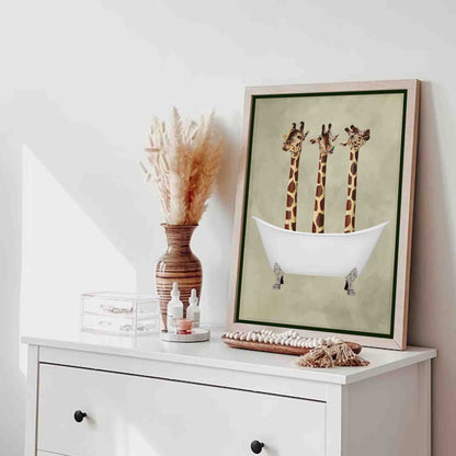 GIRAFFES IN BATHTUB | CANVAS