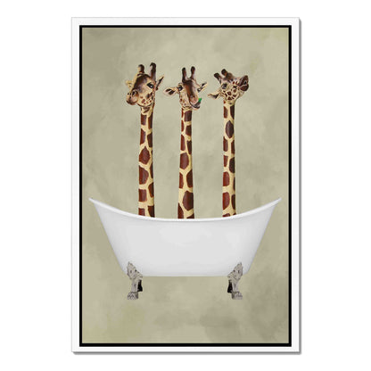 GIRAFFES IN BATHTUB | CANVAS