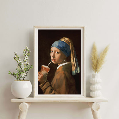 GIRL WITH ICED LATTE | PRINT