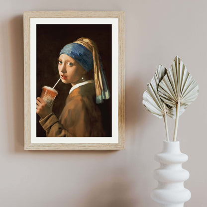 GIRL WITH ICED LATTE | PRINT