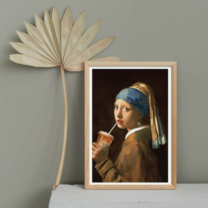 GIRL WITH ICED LATTE | PRINT