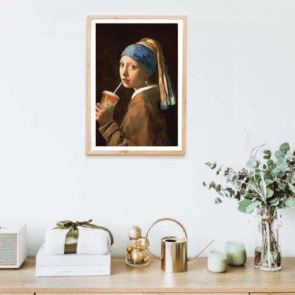GIRL WITH ICED LATTE | PRINT