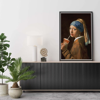 GIRL WITH ICED LATTE | PRINT