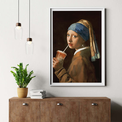 GIRL WITH ICED LATTE | PRINT