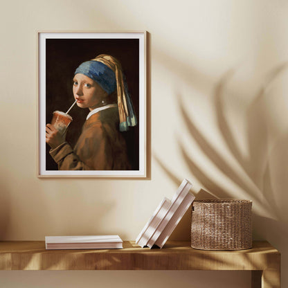 GIRL WITH ICED LATTE | PRINT