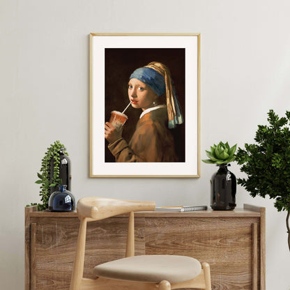 GIRL WITH ICED LATTE | PRINT