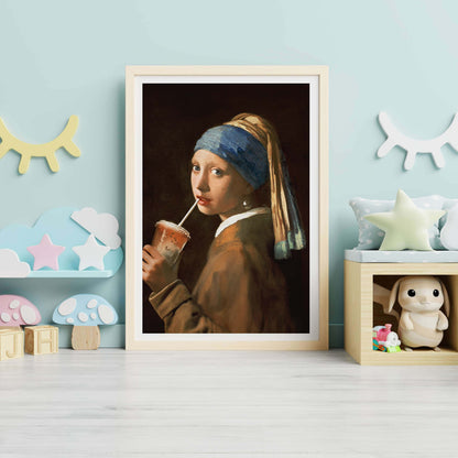 GIRL WITH ICED LATTE | PRINT
