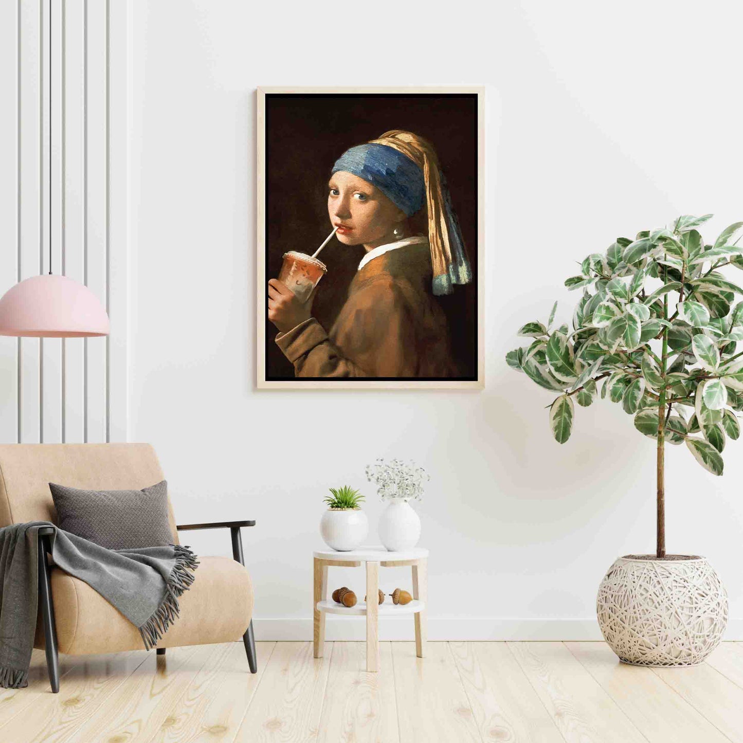 GIRL WITH ICED LATTE | CANVAS