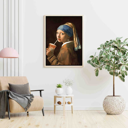 GIRL WITH ICED LATTE | CANVAS