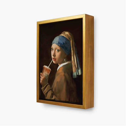 GIRL WITH ICED LATTE | CANVAS