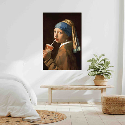 GIRL WITH ICED LATTE | CANVAS