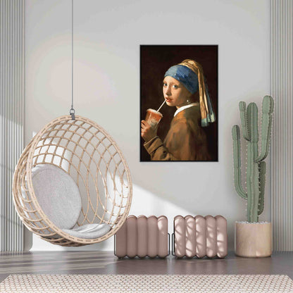 GIRL WITH ICED LATTE | CANVAS