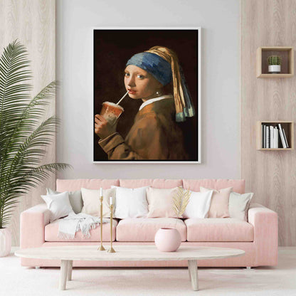 GIRL WITH ICED LATTE | CANVAS