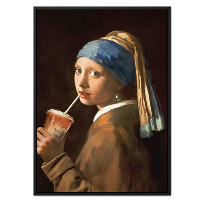 GIRL WITH ICED LATTE | CANVAS