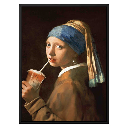 GIRL WITH ICED LATTE | CANVAS