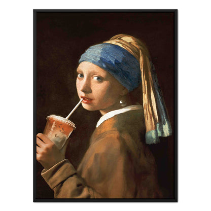 GIRL WITH ICED LATTE | CANVAS