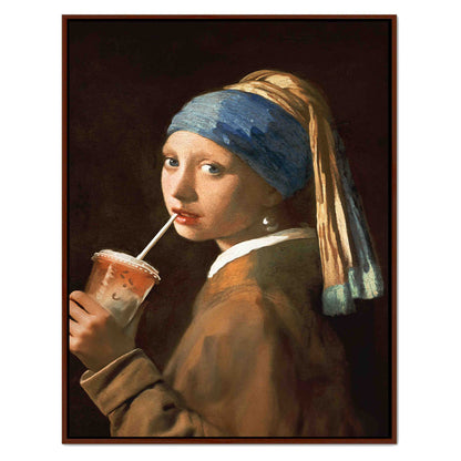 GIRL WITH ICED LATTE | CANVAS