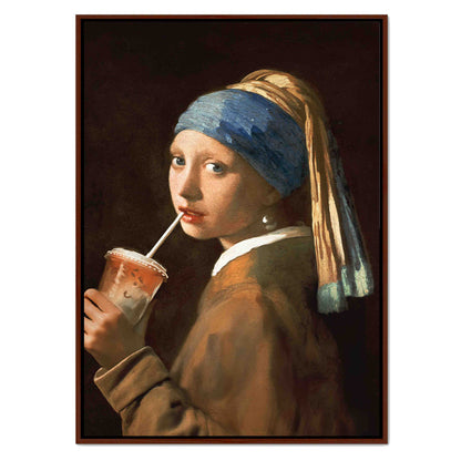 GIRL WITH ICED LATTE | CANVAS