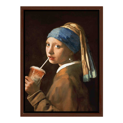 GIRL WITH ICED LATTE | CANVAS