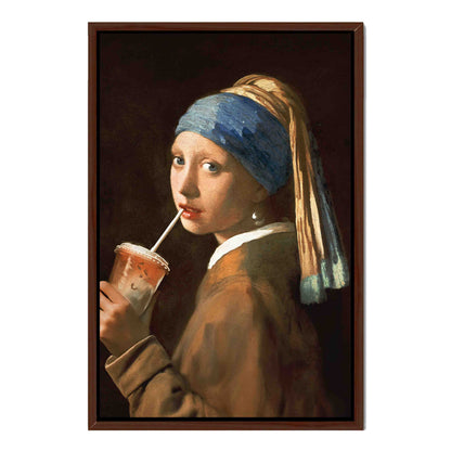 GIRL WITH ICED LATTE | CANVAS