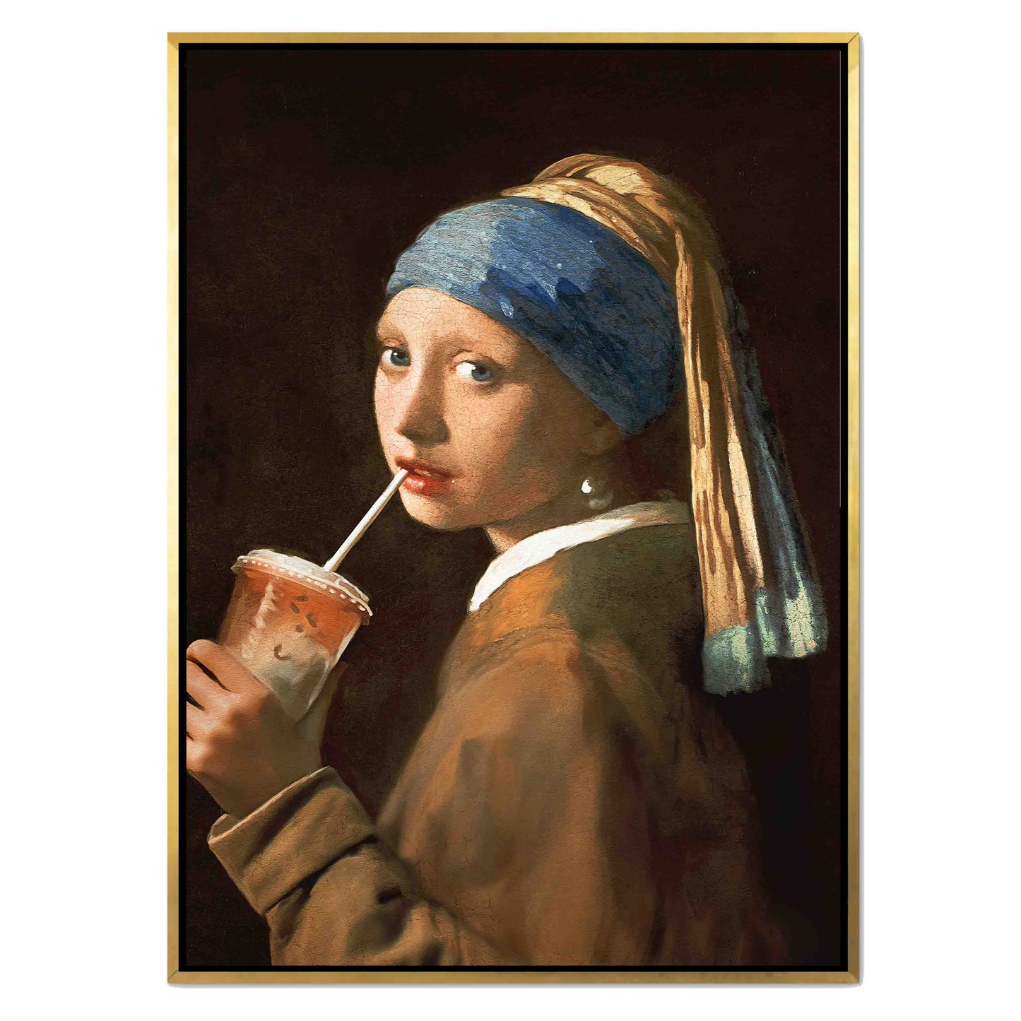 GIRL WITH ICED LATTE | CANVAS